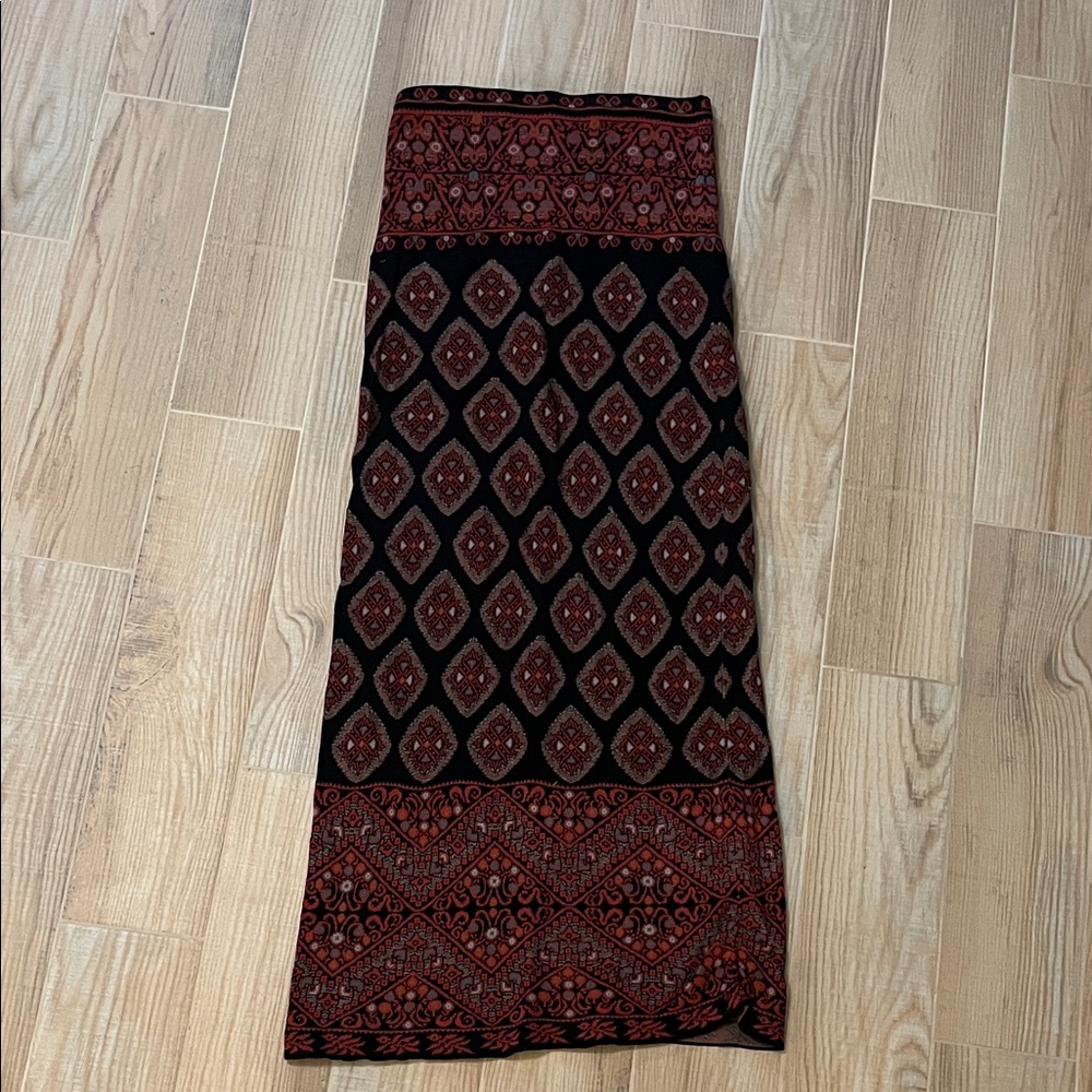 Peruvian Connection Black and Red Maxi Skirt